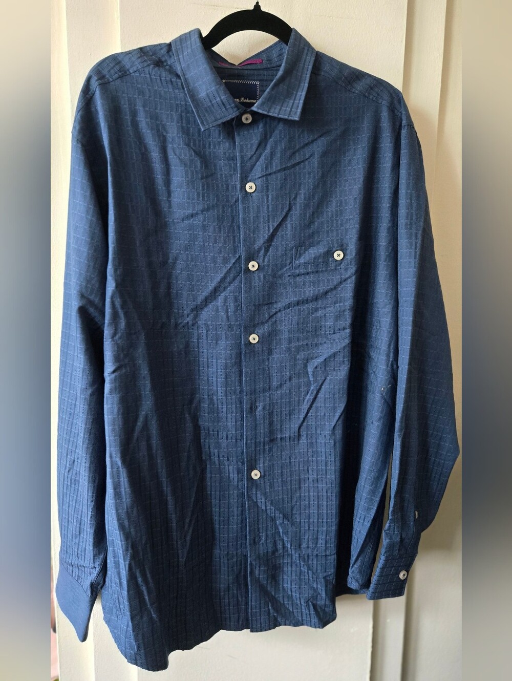 Tommy Bahama Silk Navy Plaid Button-Up Shirt